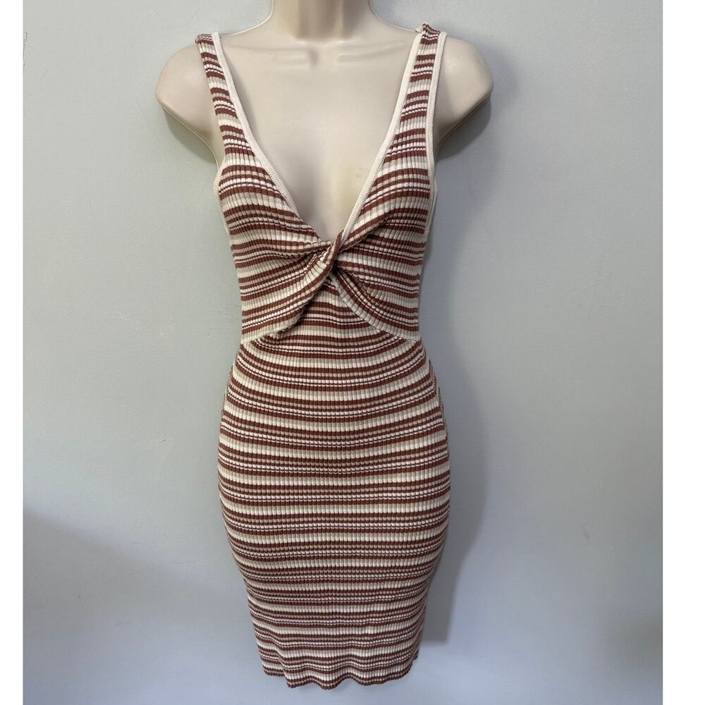 Abercrombie & Fitch Dress Small Striped Twist Front Ribbed Knit Indie Sleaze